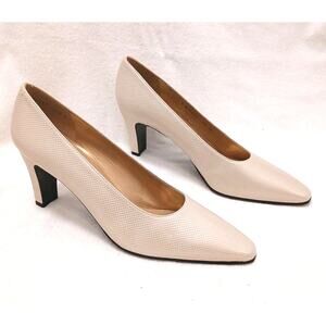 Stuart Weitzman Pumps Women's Sz 9.5 N Champaigne Beige Textured Leather Luxury